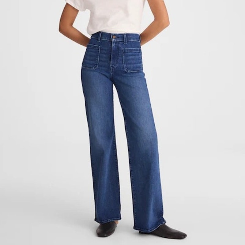 Madewell The Emmy Wide Leg Jean Super Stretch Denim Pelion Wash Size 26 Nwt